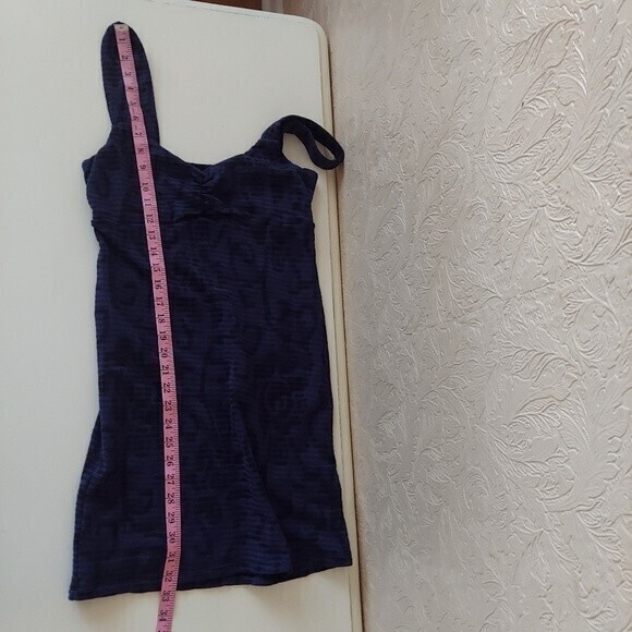 Free People blue black bodycon jacquard mini dress Sz small - Picture 7 of 7